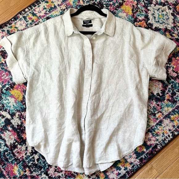 J. Crew Capitaine Shirt in Baird McNutt Irish Linen Button Down Short Sleeves XL - Picture 3 of 7